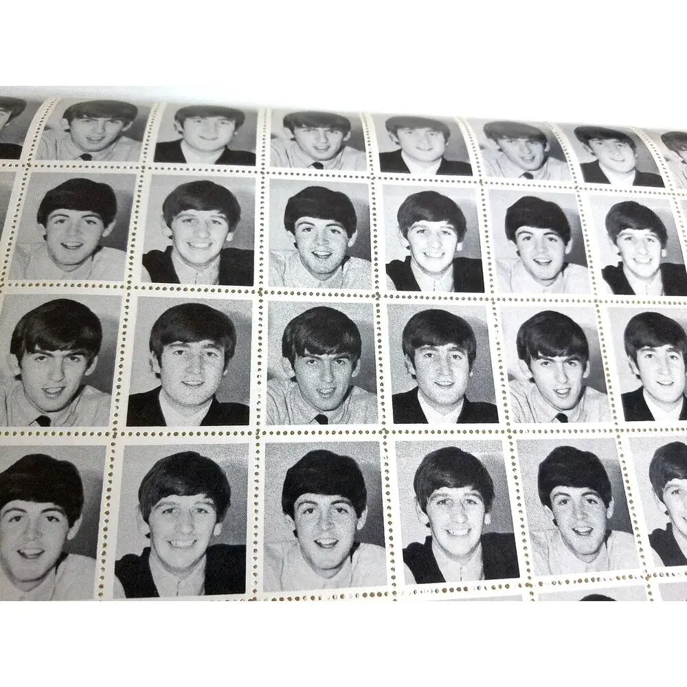 Vintage The Beatles Black And White Photo Stamp Sheet - Picture 3 of 5